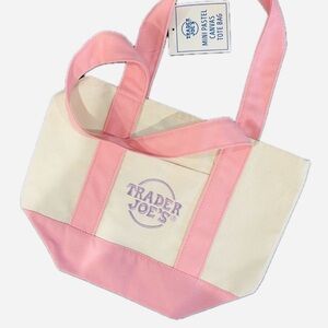 Trader Joe’s mini pastel Starburst pink Cream Tote Bag